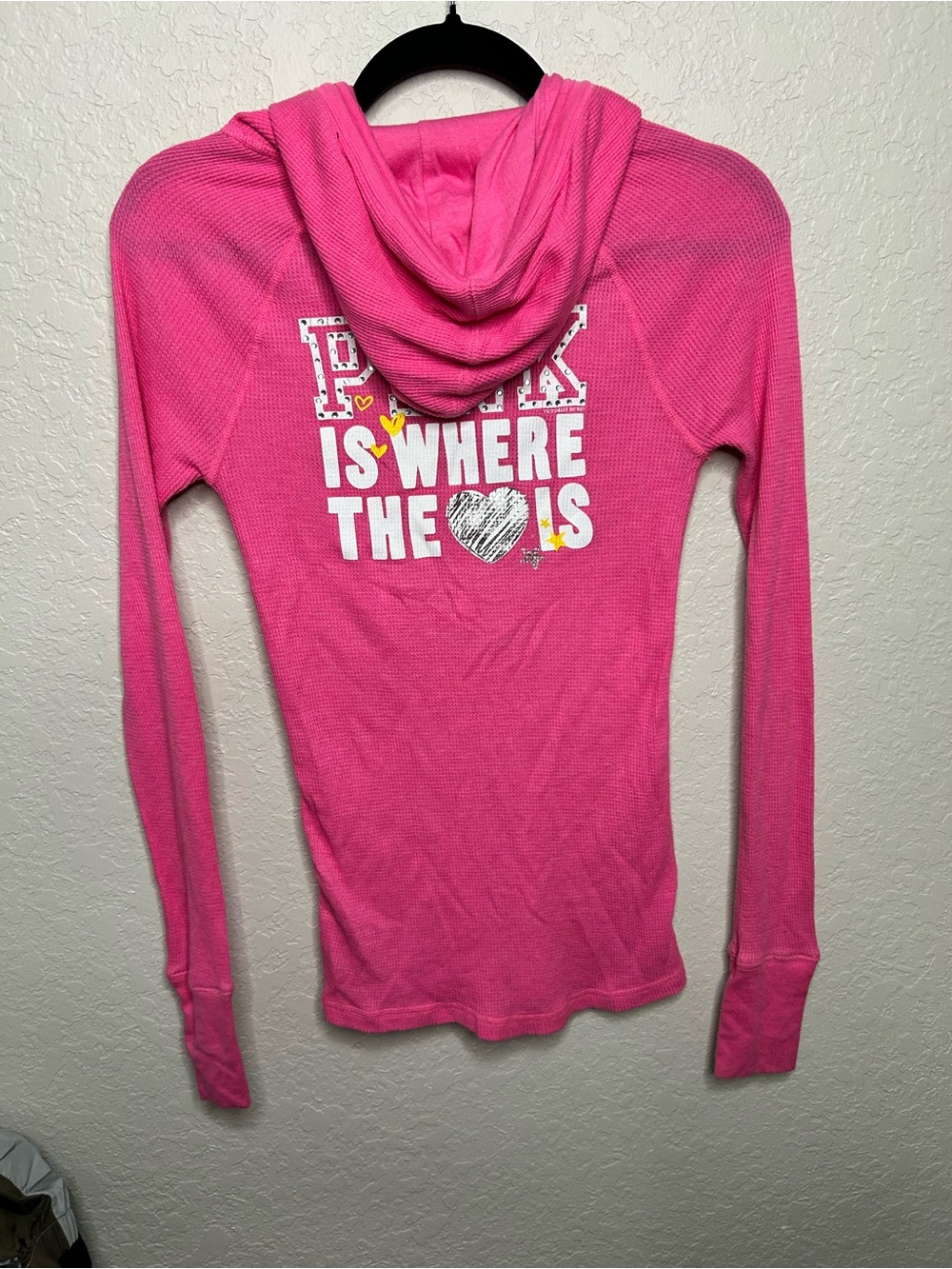 PINK Victoria’s Secret Y2K Thermal Hoodie Top size S - Picture 4 of 12